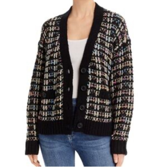 Aqua Sweaters - AQUA Chanel Style Tweed Knit Cardigan Size Small